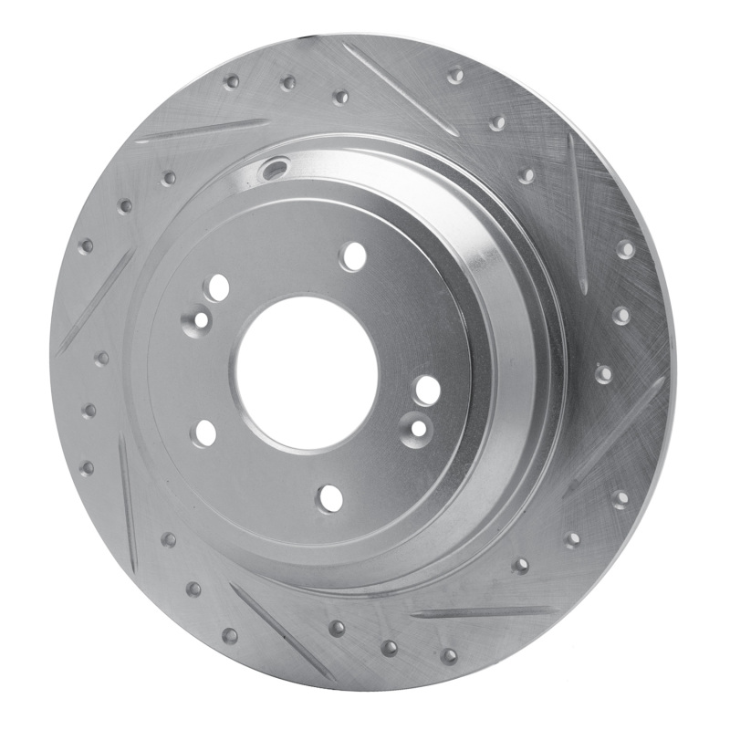 Genesis G80 Brake Rotor (1) - Rear Right - R1 Concepts - Drilled & Slotted - Silver - `09-`20